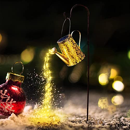 Solar Watering Can Lights Hanging Kettle Lantern Light - Waterproof Garden Decor Metal Retro Lamp for Outdoor Table Patio Lawn Yard Pathway with Hook