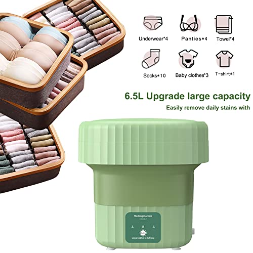Portable washing Machine,Foldable Mini Washing Machine, Small Washer for Baby Clothes, Underwear or Small Items, Apartment, Dorm, Camping, RV Travel laundry- Gift Choice, Green