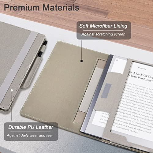 Remarkable 2 10.3 inch Digital Paper Case (2020 Released), Slim Lightweight Book Folios Cover for Tablet with Pen Holder/Hand Strap/Elastic Strap/Multi-Viewing Angles (Gray)