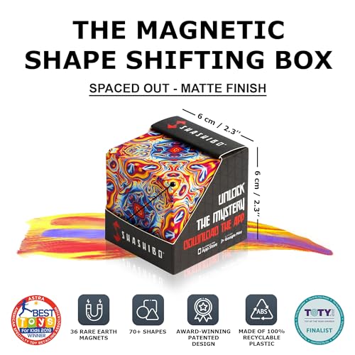 SHASHIBO Shape Shifting Box - Award-Winning, Patented Fidget Cube w/ 36 Rare Earth Magnets - Transforms Into Over 70 Shapes, Download Fun in Motion Toys Mobile App (Original Series - Spaced Out)