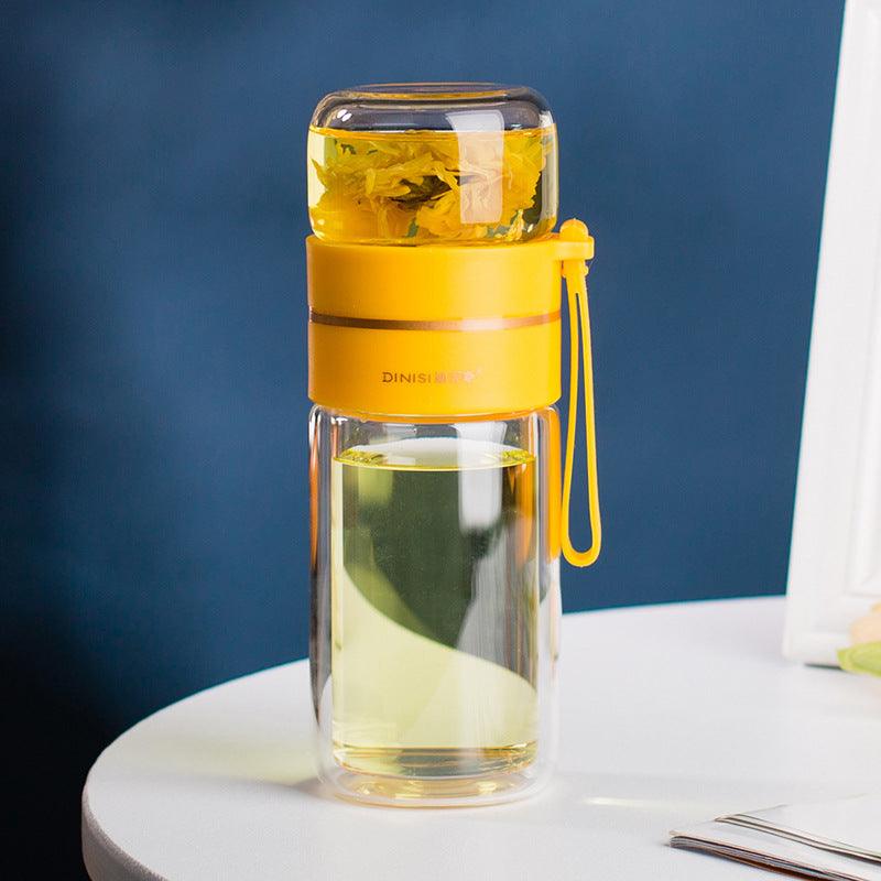 Glass Water Bottle With Tea Infuser Filter Tea Separation Double Wall Glass Bottle Leakproof Water Bottle - #tiktokmademebuyit