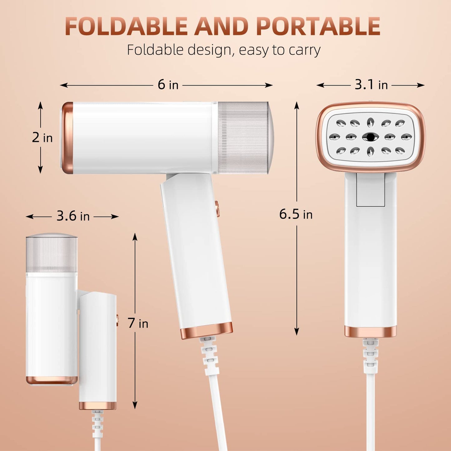 Portable Steamer for Clothes Foldable Clothing Wrinkles Remover,20 Sec Fast Heat-up, 1200W,120ml Water Tank,for Home Travel,only for 120V Countries, Not for 220V Such as Europe