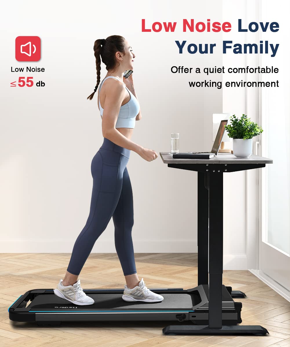 REDLIRO Under desk treadmill, 2 In 1 Motorized Portable foldable, Compact Fold Up walking Pad, Sturdy Folding treadmill for Small Space with Remote Control, LED Display for Home & Office Use