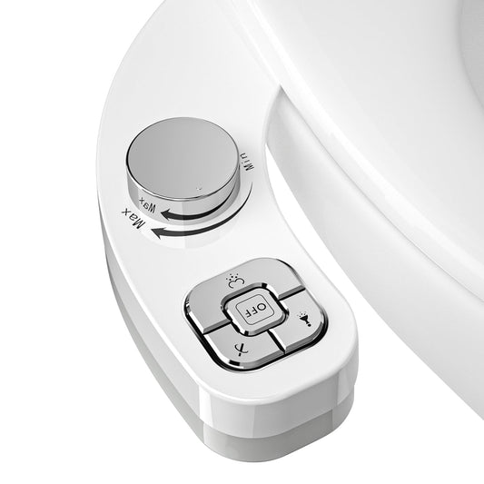 PIKETS Bidet Attachment for Toilet, Dual Nozzle (Frontal and Rear Wash) Non-Electric Fresh Water Toilet Seat Attachment with Nozzle Self Cleaning, Adjustable Water Pressure(Chrome Silver)