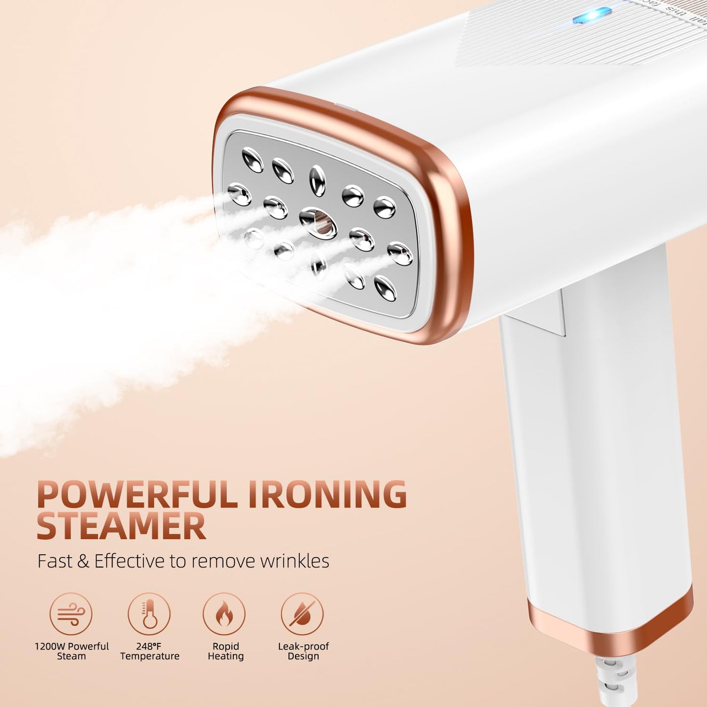 Portable Steamer for Clothes Foldable Clothing Wrinkles Remover,20 Sec Fast Heat-up, 1200W,120ml Water Tank,for Home Travel,only for 120V Countries, Not for 220V Such as Europe