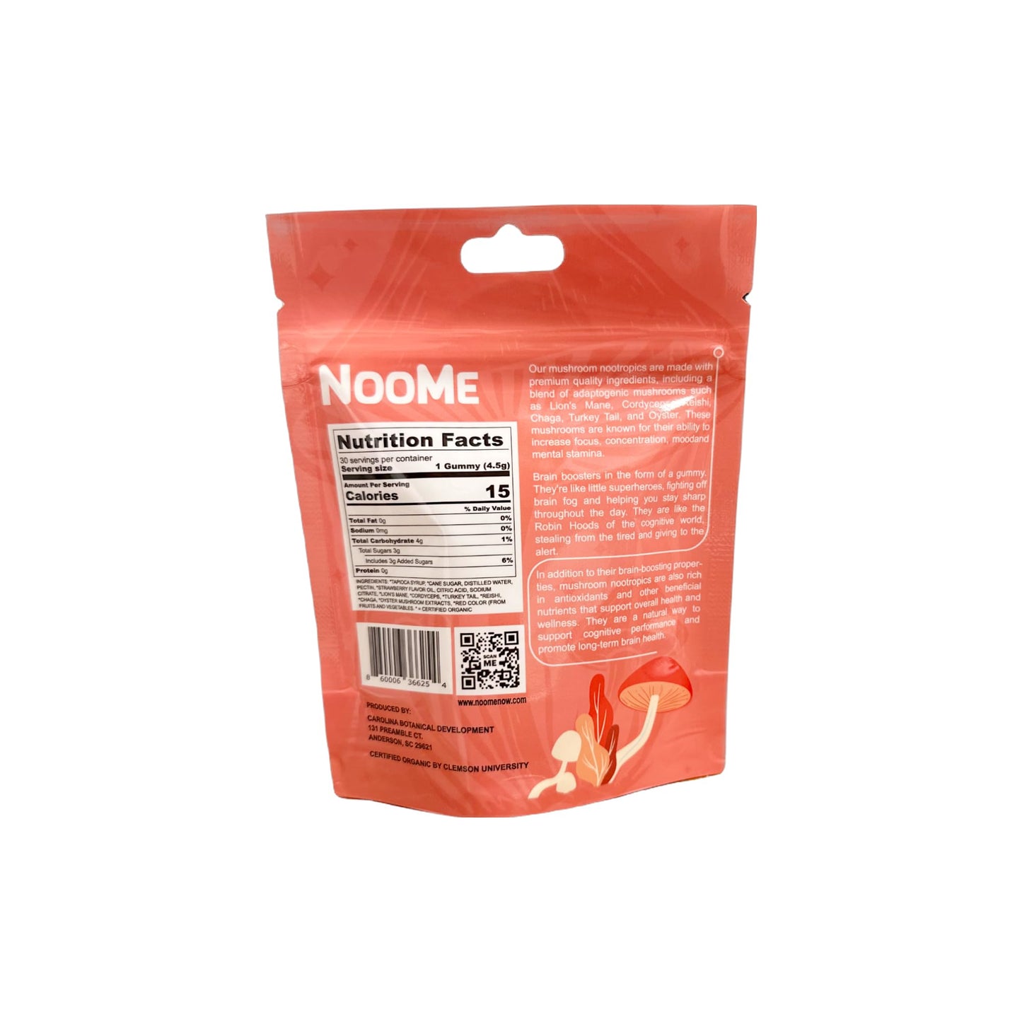 NooMe Organic Nootropic Mushroom Gummies Vegan Kosher 30ct Daily Bites - Lions Mane, Cordyceps, Turkey Tail, Reishi, Chaga, Oyster Mushrooms - Immune and Cognitive Support, (30 Gummies)