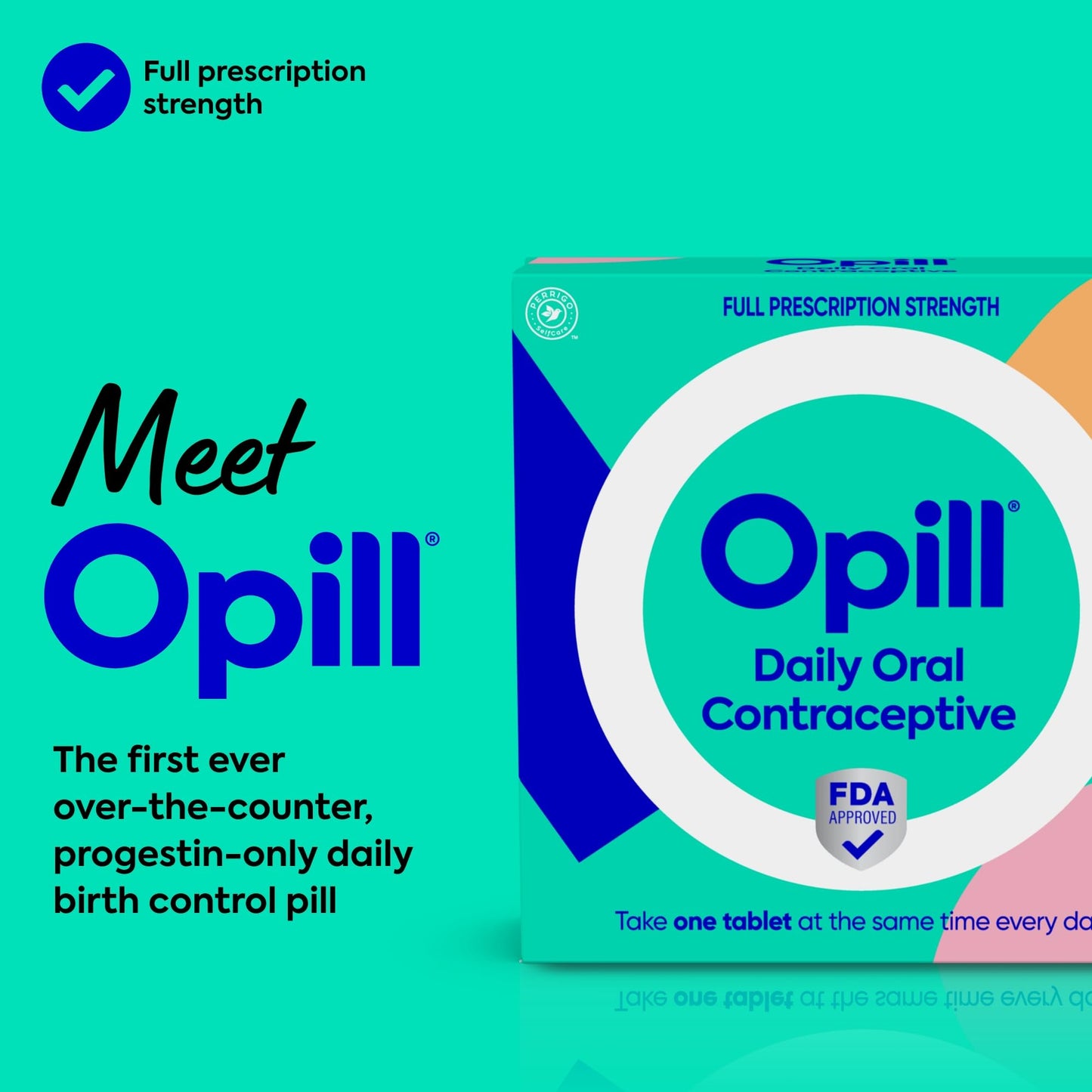 Opill Daily Oral Contraceptive, Birth Control Pill, Full Prescription Strength, No Prescription Needed, 28 Count