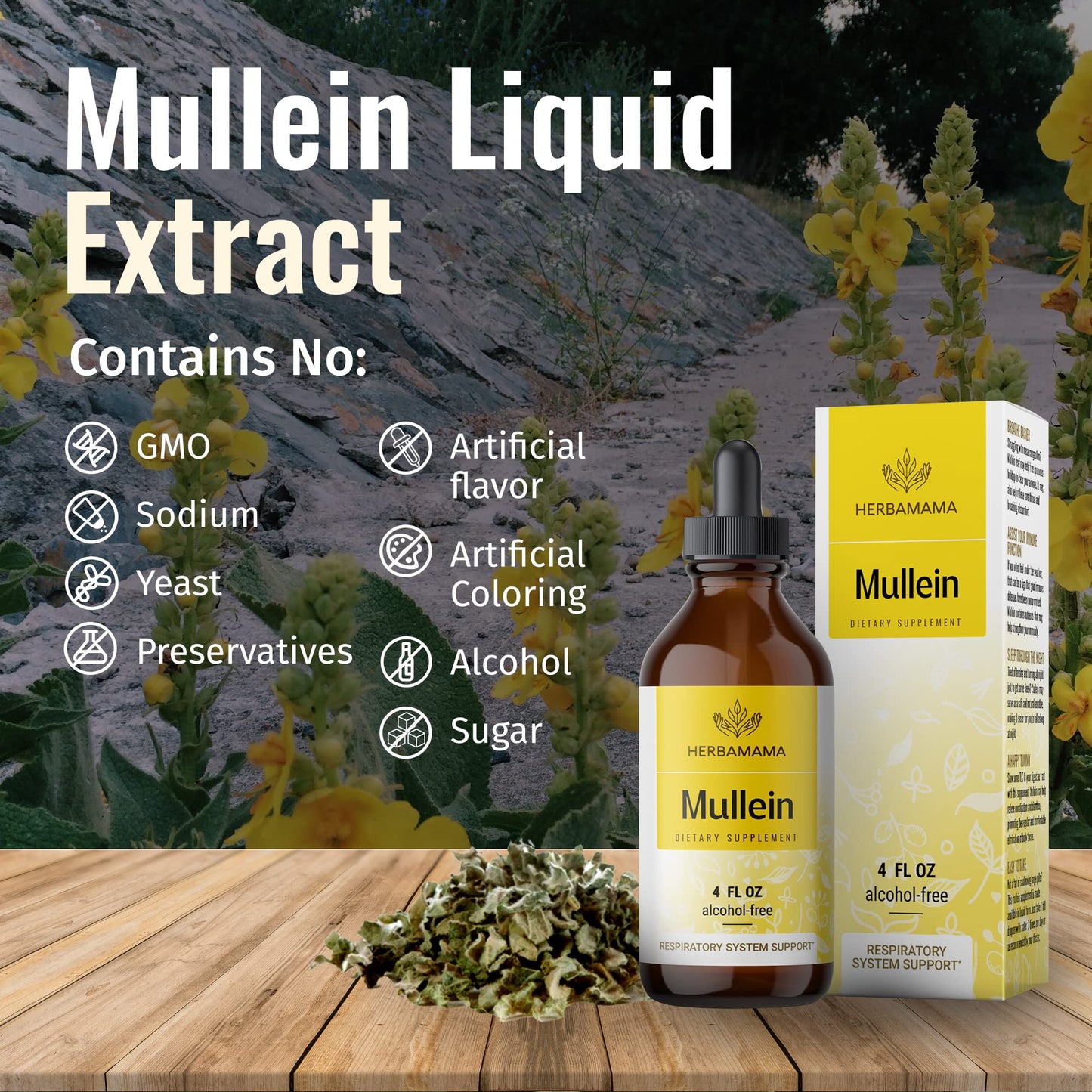 Mullein Leaf Tincture - Lung Cleanse - Vegan Mullein Drops - Lung Detox - Respiratory Health and Immune Support Drops - Natural Supplement Liquid Extract 4 fl.oz.