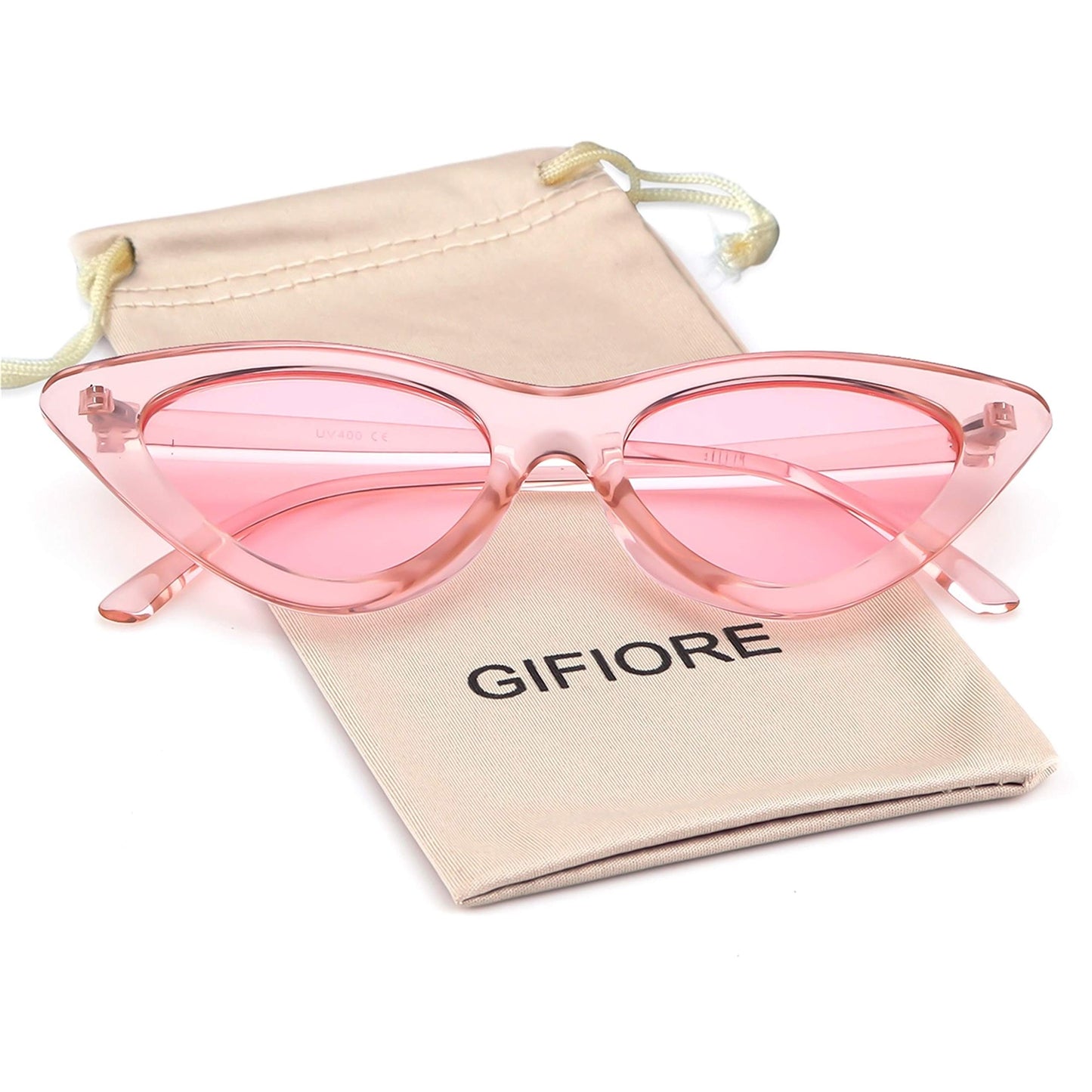 GIFIORE Retro, Coquette, Vintage Narrow Cat Eye Sunglasses for Women Clout Goggles Plastic Frame Cardi (Pink Frame Pink Lens, 51)