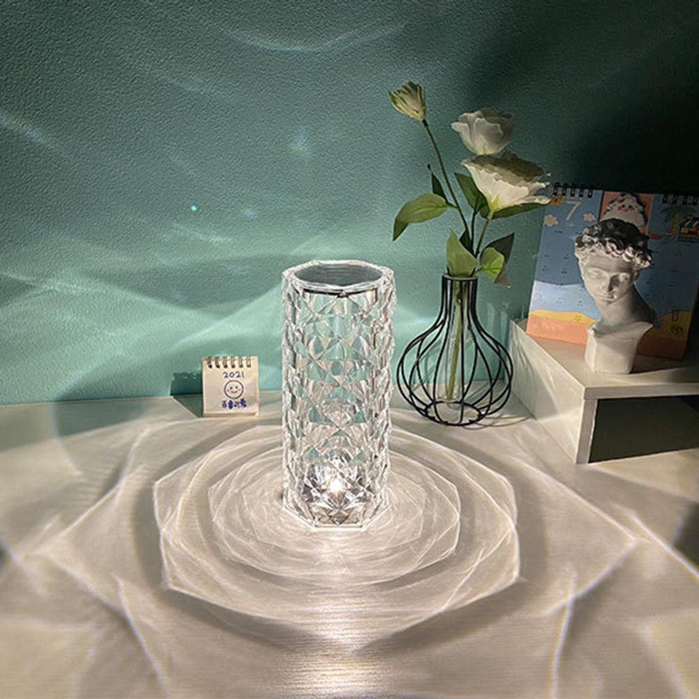 Nordic Crystal Lamp USB Table Lamps Bedroom Touch Dimming Atmosphere Diamond Night Light Rose Projector Lamp Decor - #tiktokmademebuyit