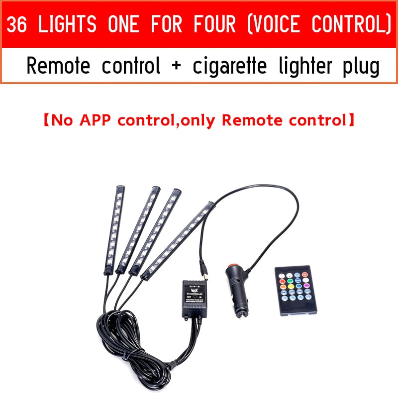 Car Ambient Light With USB Remote