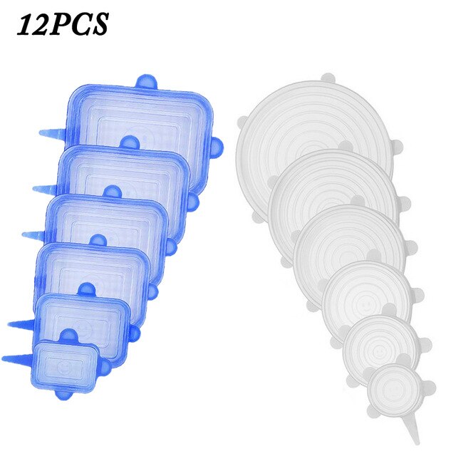 6/12Pcs Food Silicone Cover Universal Silicone Lids