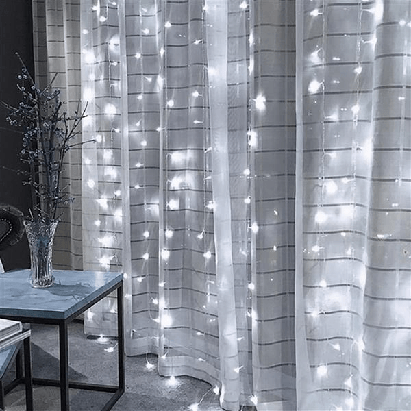 3M x 3M 300-LED White Light Romantic Curtain String Light - #tiktokmademebuyit
