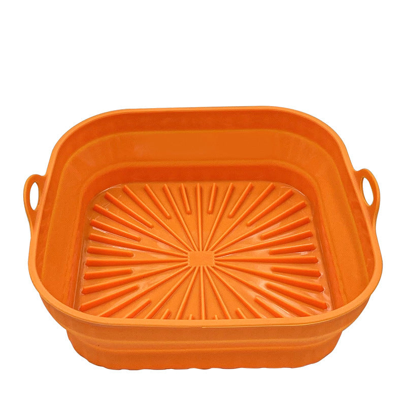 Kitchen Collapsible Air Fryer Silicone Pot Reusable Round Square Liners Basket For Air Fryer Non-slip Baking Tray Oven Accessories